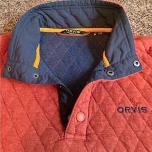 Orvis Red and Navy Quilted Sweatshirt
